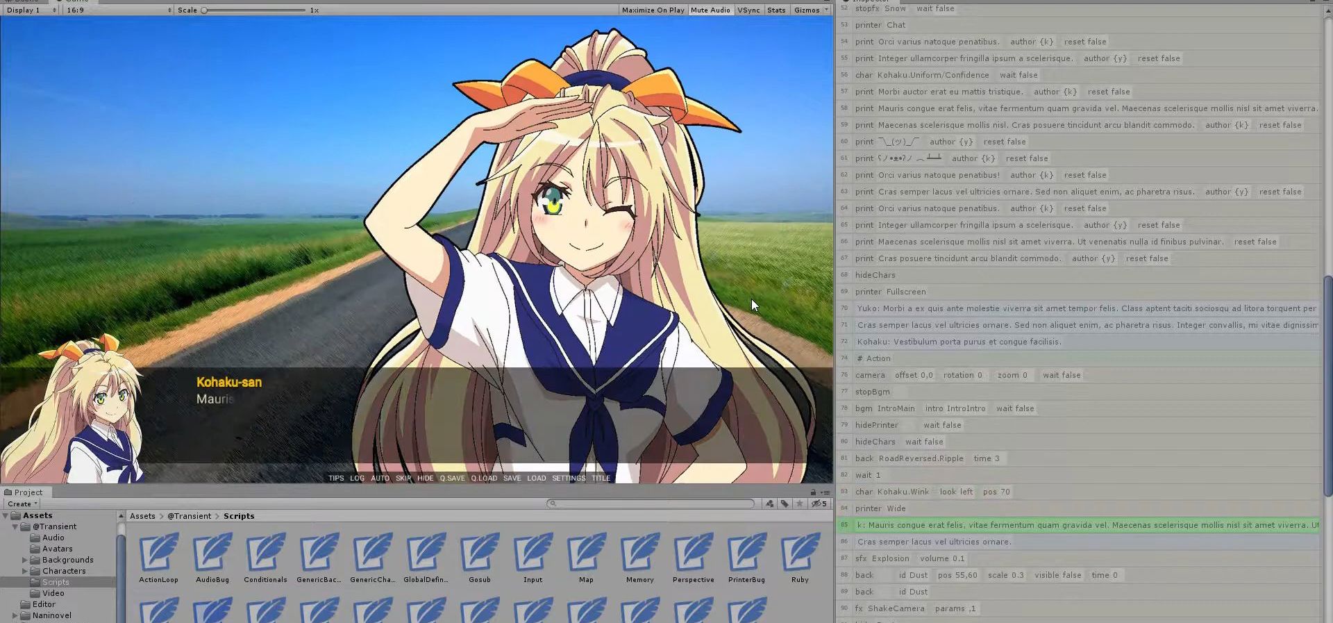 Naninovel — 可视化脚本编辑器