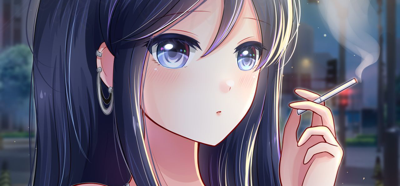 夜幕下，烟雾缭绕的她。