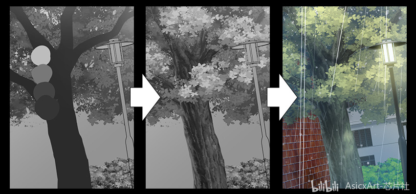 从简单的剪影，慢慢长出色彩、细雨与细节。