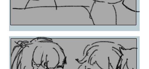 从潦草分镜，到渐渐有了模样的草稿。