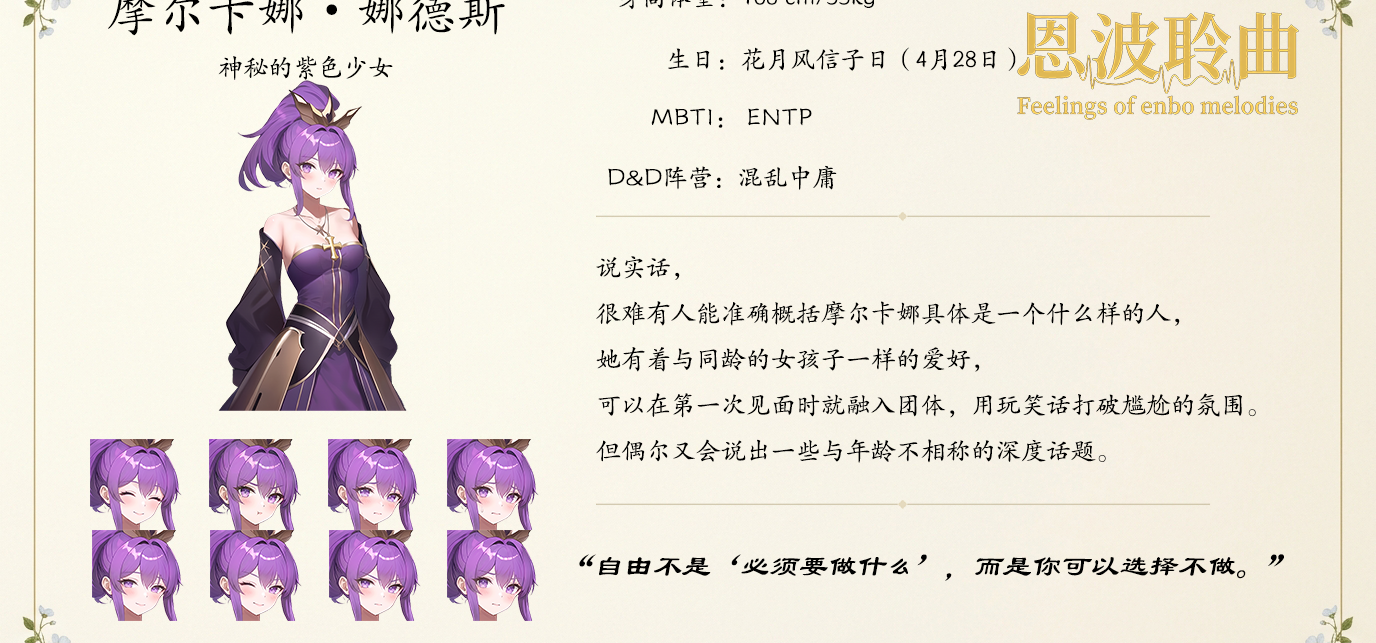 【恩波聆角色档案 02】摩尔卡娜 娜德斯