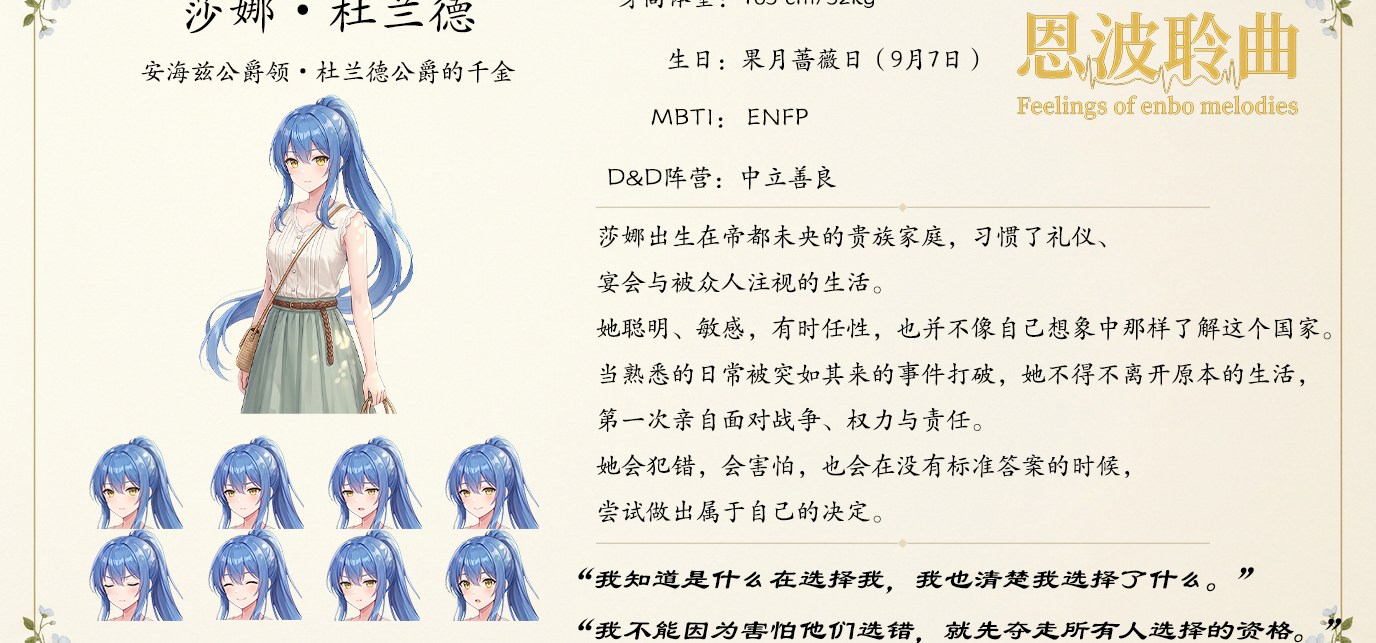 【角色档案 01】莎娜・杜兰德 